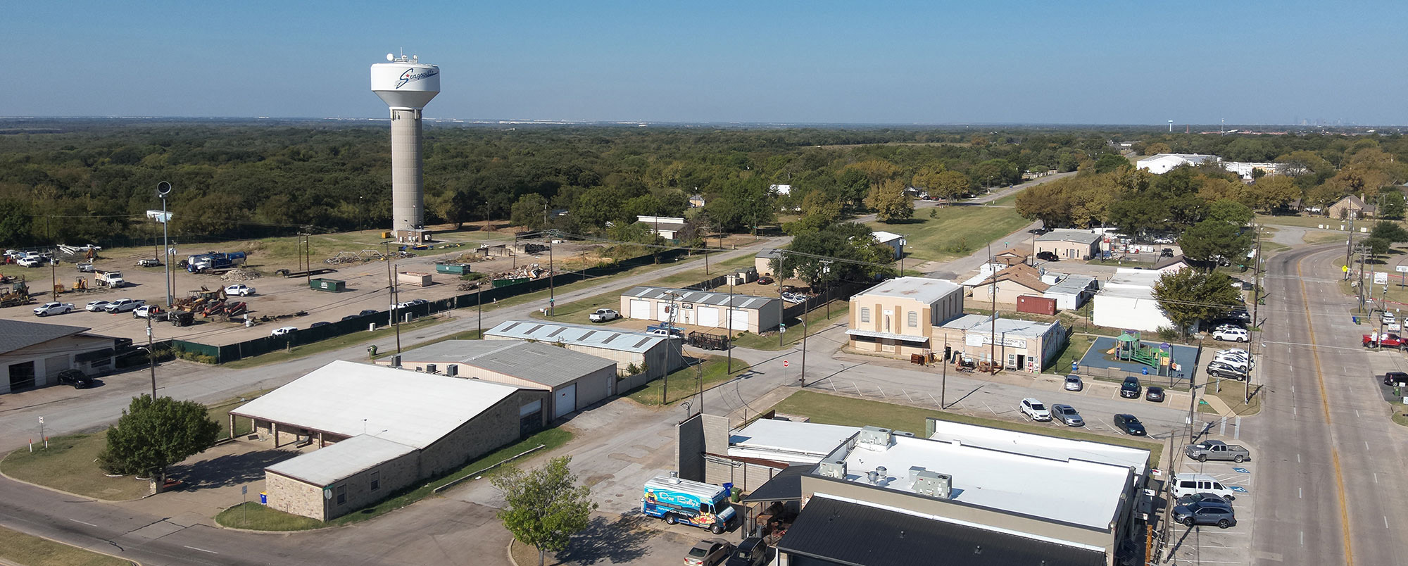 aerial view of business area